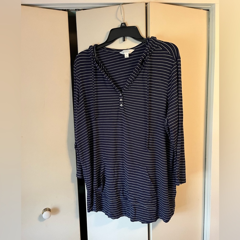 Blue/White striped  hoodie